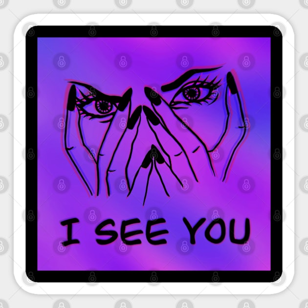 I see you, acid eyes, purple atmosphere , grunge style Sticker by noirglare